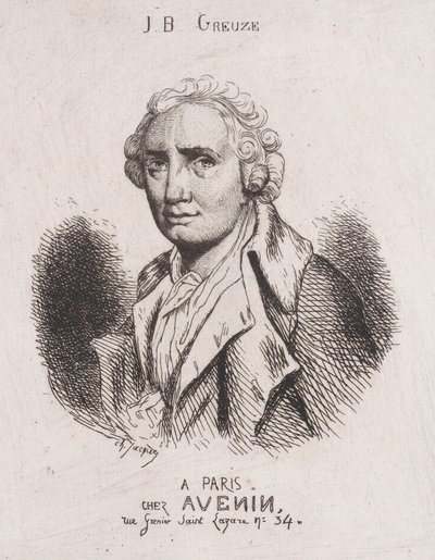 Retrato de J.B. Greuze, siglo XIX de Charles Emile Jacque