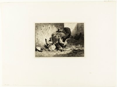 Gallo y gallinas de Charles Emile Jacque