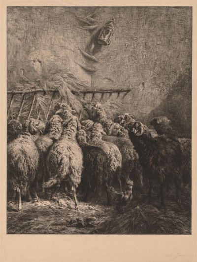 Cercado de Ovejas en Béarn de Charles Emile Jacque