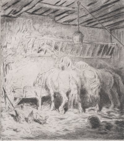 Establo, 1848 de Charles Emile Jacque