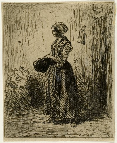 Mujer campesina de pie de Charles Emile Jacque