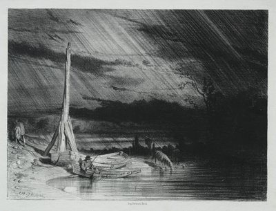 El Pescador, Tiempo Lluvioso de Charles Emile Jacque