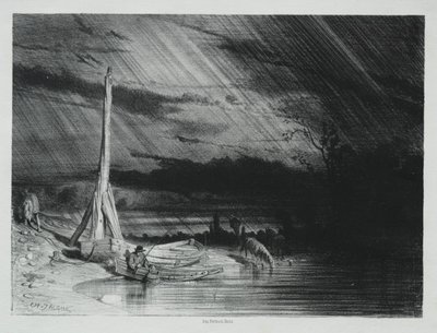 El Pescador, Clima Lluvioso, 1847 de Charles Emile Jacque