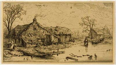 El estanque congelado de Charles Emile Jacque