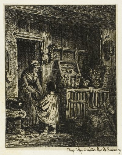 El comerciante de frutas y el niño de Charles Emile Jacque