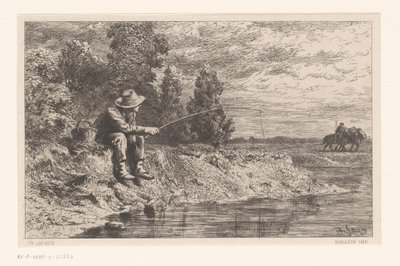 pescador en el agua peche au gardon de Charles Emile Jacque