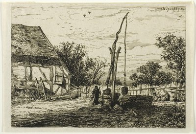 Pozo en un patio de granja de Charles Emile Jacque