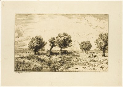 Sauces en un paisaje de Charles Emile Jacque