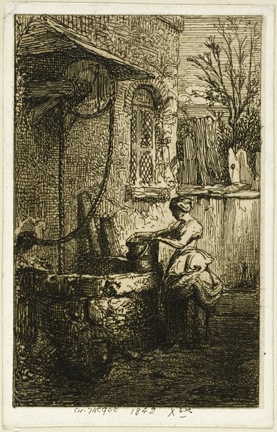 Mujer en un pozo de Charles Emile Jacque