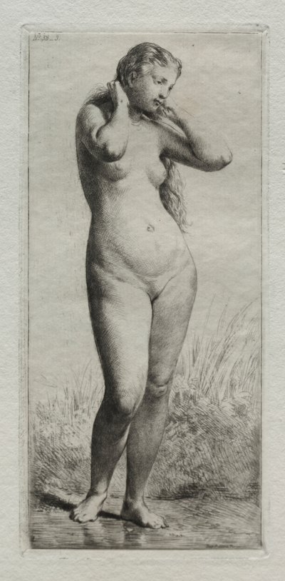 Joven mujer bañándose de Charles Emile Jacque