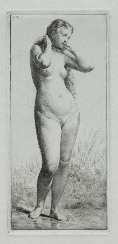 Joven mujer bañándose de Charles Emile Jacque