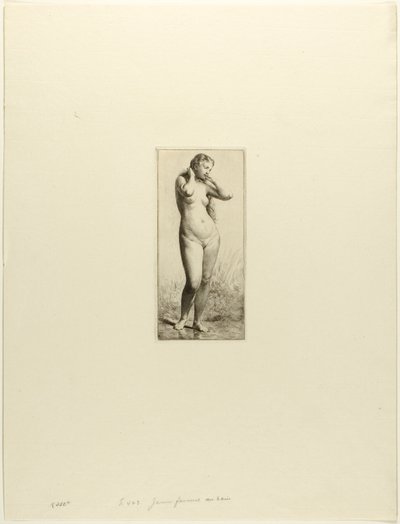 Joven mujer bañándose de Charles Emile Jacque
