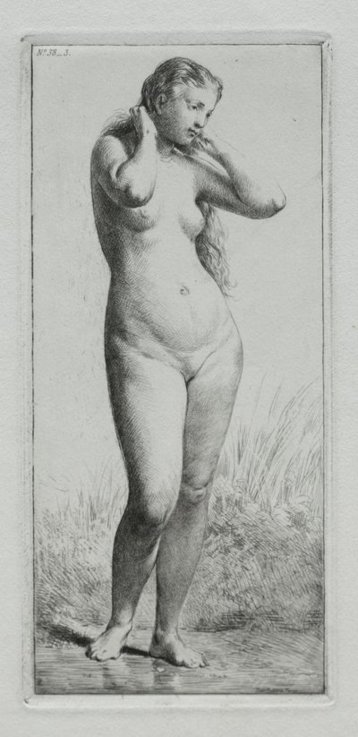 Joven mujer bañándose de Charles Emile Jacque
