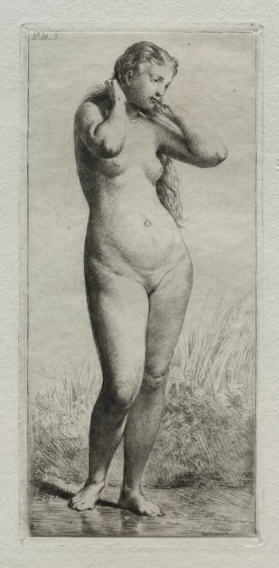 Joven mujer bañándose de Charles Emile Jacque