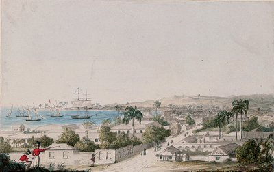 Una vista de la bahía de Carlisle y Bridgetown, Barbados de Charles Emilius Gold