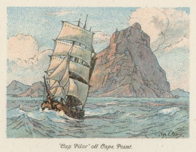 Sudáfrica: "Cap Pilar" frente a Cape Point (litografía en color) de Charles Ernest Peers
