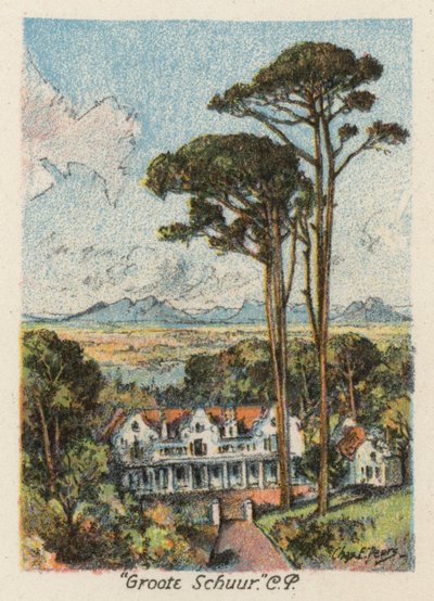 Sudáfrica: "Groote Schuur", CP (litografía en color) de Charles Ernest Peers