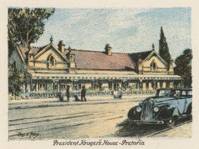 Sudáfrica: Casa del Presidente Kruger, Pretoria (litografía en color) de Charles Ernest Peers