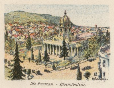 Sudáfrica: The Raadzaal, Bloemfontein (litografía en color) de Charles Ernest Peers