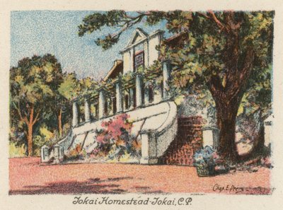 Sudáfrica: Tokai Homestead, Tokai, CP (litografía en color) de Charles Ernest Peers