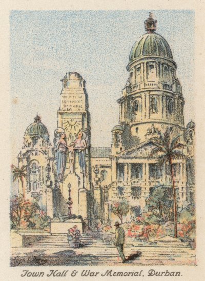 Sudáfrica: Ayuntamiento y Monumento a la Guerra, Durban (litografía en color) de Charles Ernest Peers