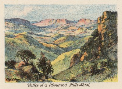 Sudáfrica: Valle de las Mil Colinas, Natal (litografía en color) de Charles Ernest Peers
