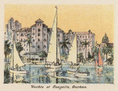 Sudáfrica: Yates en Congella, Durban (litografía en color) de Charles Ernest Peers