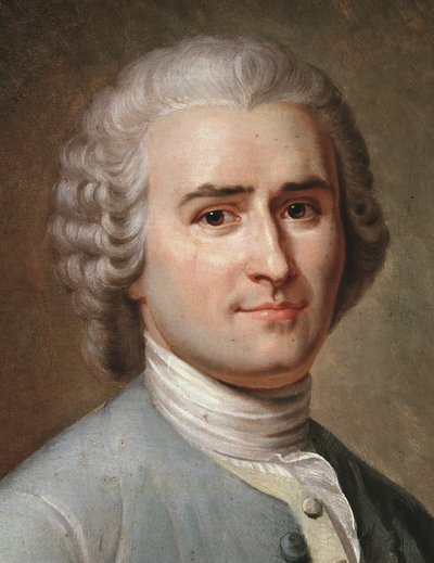 Retrato de Jean-Jacques Rousseau, filósofo suizo, detalle (pastel) de Charles Escot