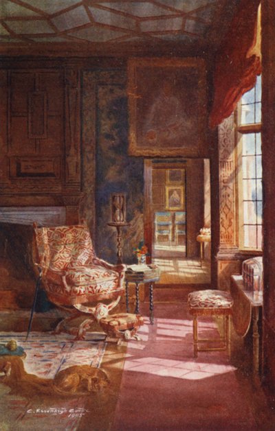 Casa Knole: Spangled Bedroom, Doorway (litografía en color) de Charles Essenhigh Corke