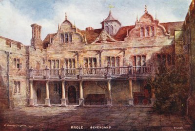 Casa Knole: Stone Court (litografía en color) de Charles Essenhigh Corke