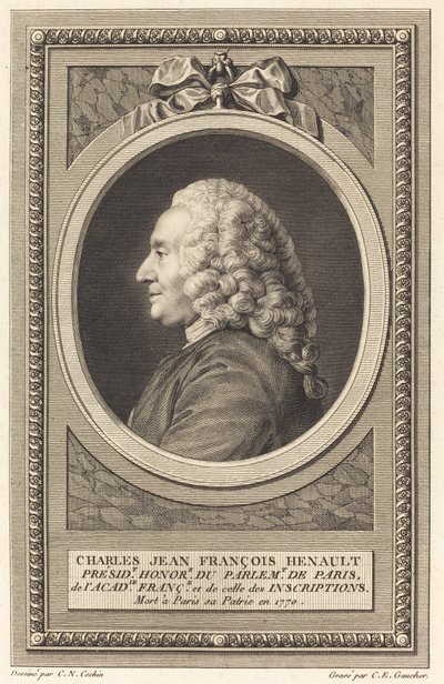 Charles Jean Francois Henault de Charles Etienne Gaucher after Charles Nicolas Cochin II