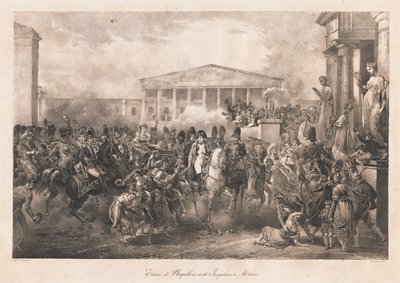 Entrada de Napoleón y Josefina en Milán, principios del siglo XIX de Charles Etienne Pierre Motte