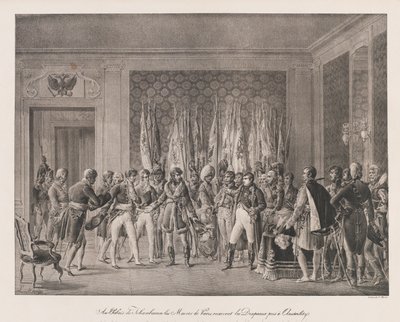Alcaldes de París Recibiendo la Bandera de Austerlitz, principios del siglo XIX de Charles Etienne Pierre Motte