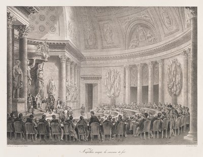 Napoleón aceptando la Cruz de Hierro, principios del siglo XIX de Charles Etienne Pierre Motte