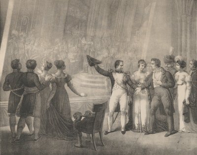 Napoleón y Josefina Visitando el Estudio de David, 4 de enero de 1808 de Charles Etienne Pierre Motte