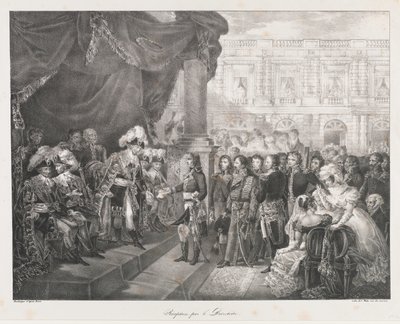 Recepción por el Directorio, principios del siglo XIX de Charles Etienne Pierre Motte