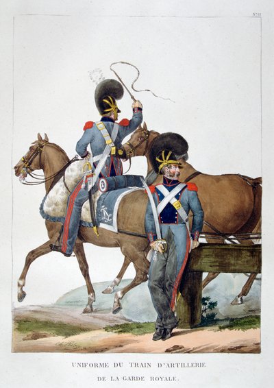 Uniforme de un regimiento de tren de artillería a caballo de la guardia real, Francia, 1823 de Charles Etienne Pierre Motte