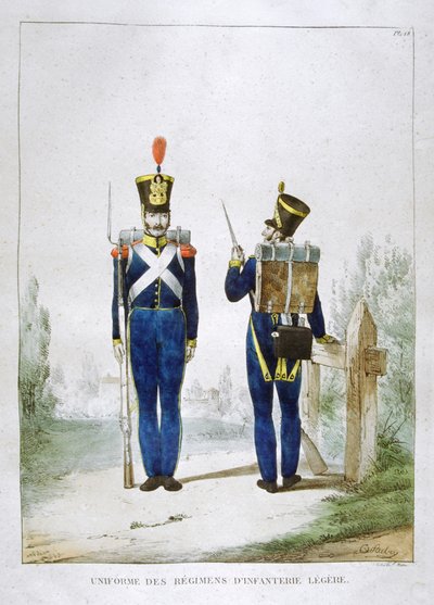 Uniforme de un regimiento de infantería ligera, Francia, 1823 de Charles Etienne Pierre Motte