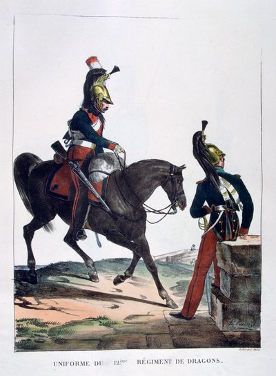 Uniforme del 12º Regimiento de Dragones, Francia, 1823 de Charles Etienne Pierre Motte