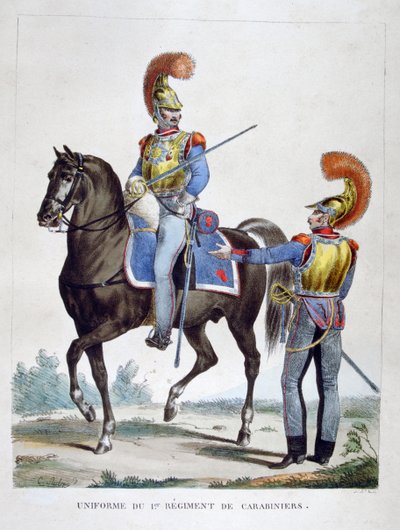 Uniforme del 1er Regimiento de Carabineros, Francia, 1823 de Charles Etienne Pierre Motte