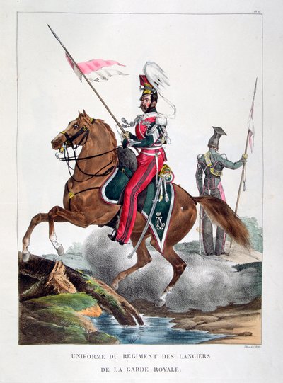 Uniformes de un regimiento de lanceros de la guardia real francesa, 1823 de Charles Etienne Pierre Motte