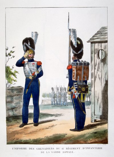 Uniformes de los granaderos de la guardia real francesa, 1823 de Charles Etienne Pierre Motte