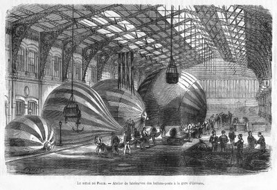 Fabricación de globos de correo en la Gare d