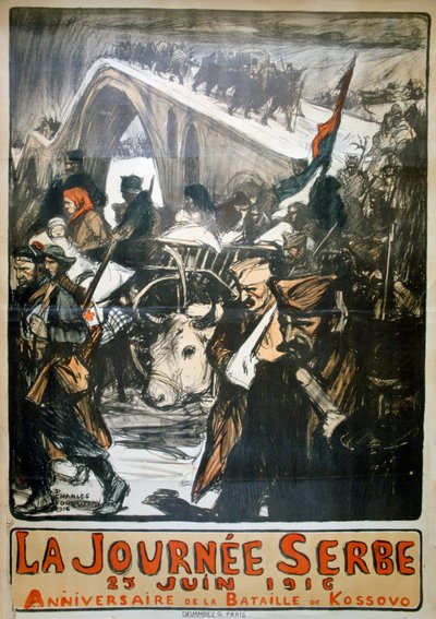 25 de junio de 1916 - Día de Serbia, cartel de la Primera Guerra Mundial francés de Charles Fouqueray