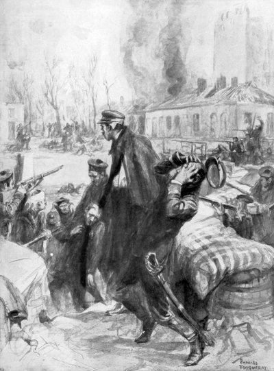 Fusileros marinos involucrados en una batalla callejera en Diksmuide, Flandes, Bélgica, 1914 1926 de Charles Fouqueray