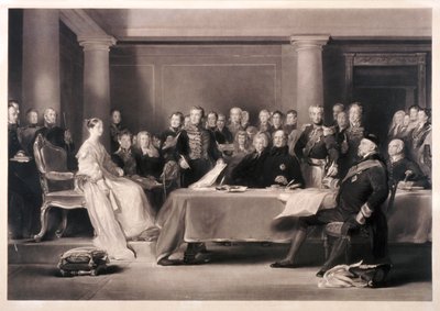 La reina Victoria presidiendo el consejo en su ascenso al trono, 1846 de Charles Fox