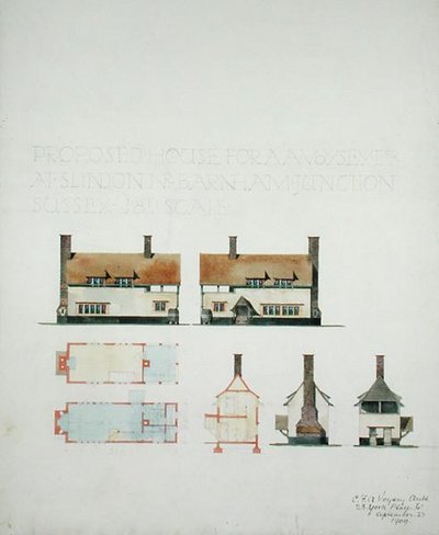 Casa propuesta para A.A. Voysey Esq. en Slindon cerca de Barnham Junction, Sussex de Charles Francis Annesley Voysey