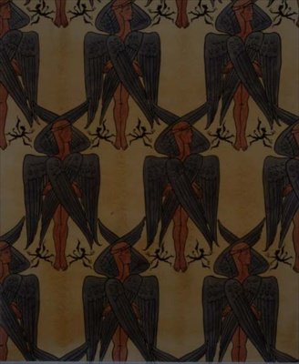 Querubines repetidos, diseño para una tela de Charles Francis Annesley Voysey