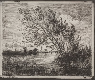 Un grupo de alisos, impresión original 1862, impresa en 1921 de Charles Francois Daubigny