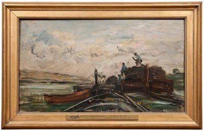 Lastkähne auf einem Fluss de Charles Francois Daubigny